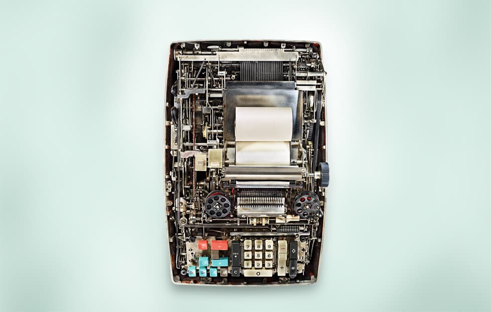 An overhead shot of the Monroe PC-1421.