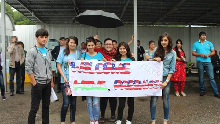 Students from the FLEX Program. The Russian government recently prohibited Russian students from participating.