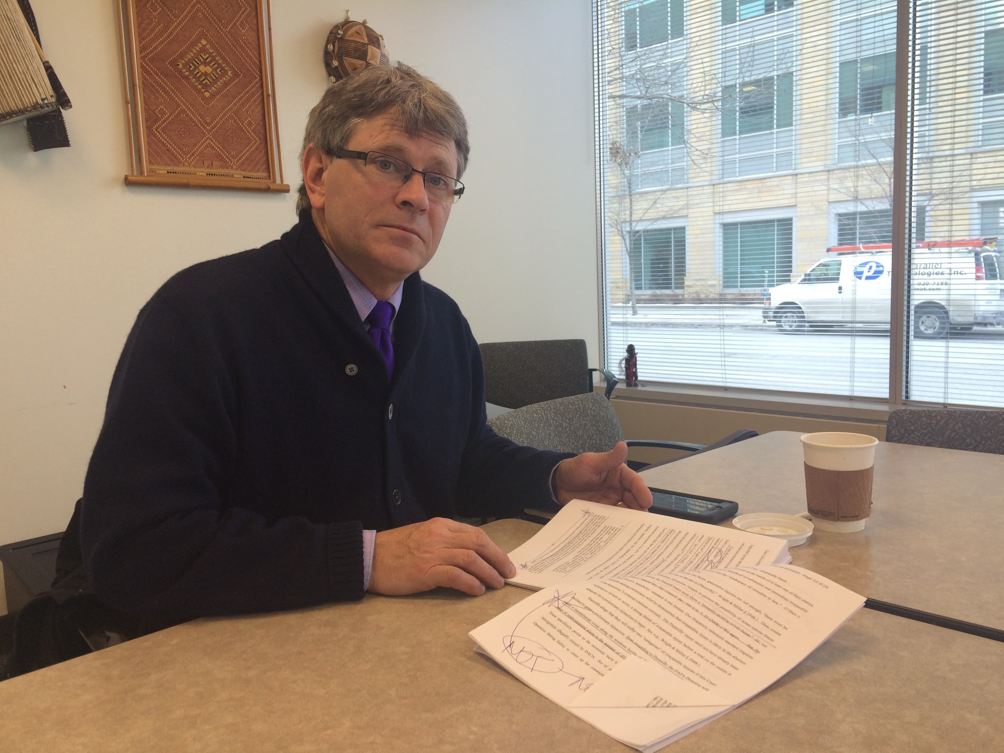 Prof. Virgil Wiebe at the immigration he directs