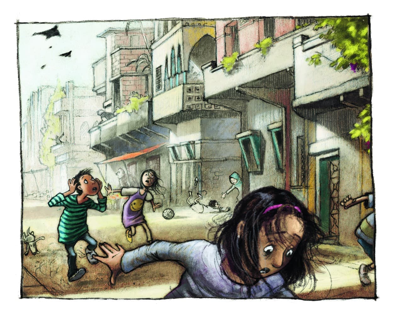 The book includes some scary scenes endured by the main characters who are now settled in Germany.