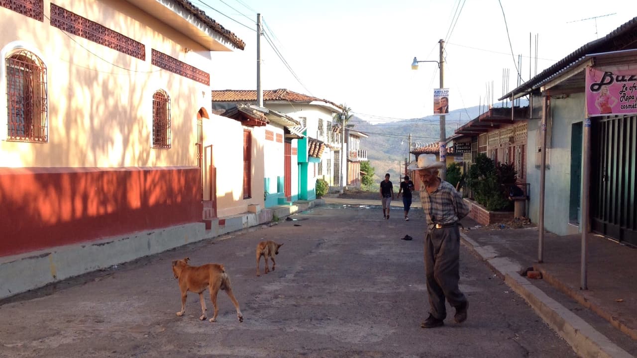 Intipucá’s town center. Remittance money has flowed in, but the population has flowed out.