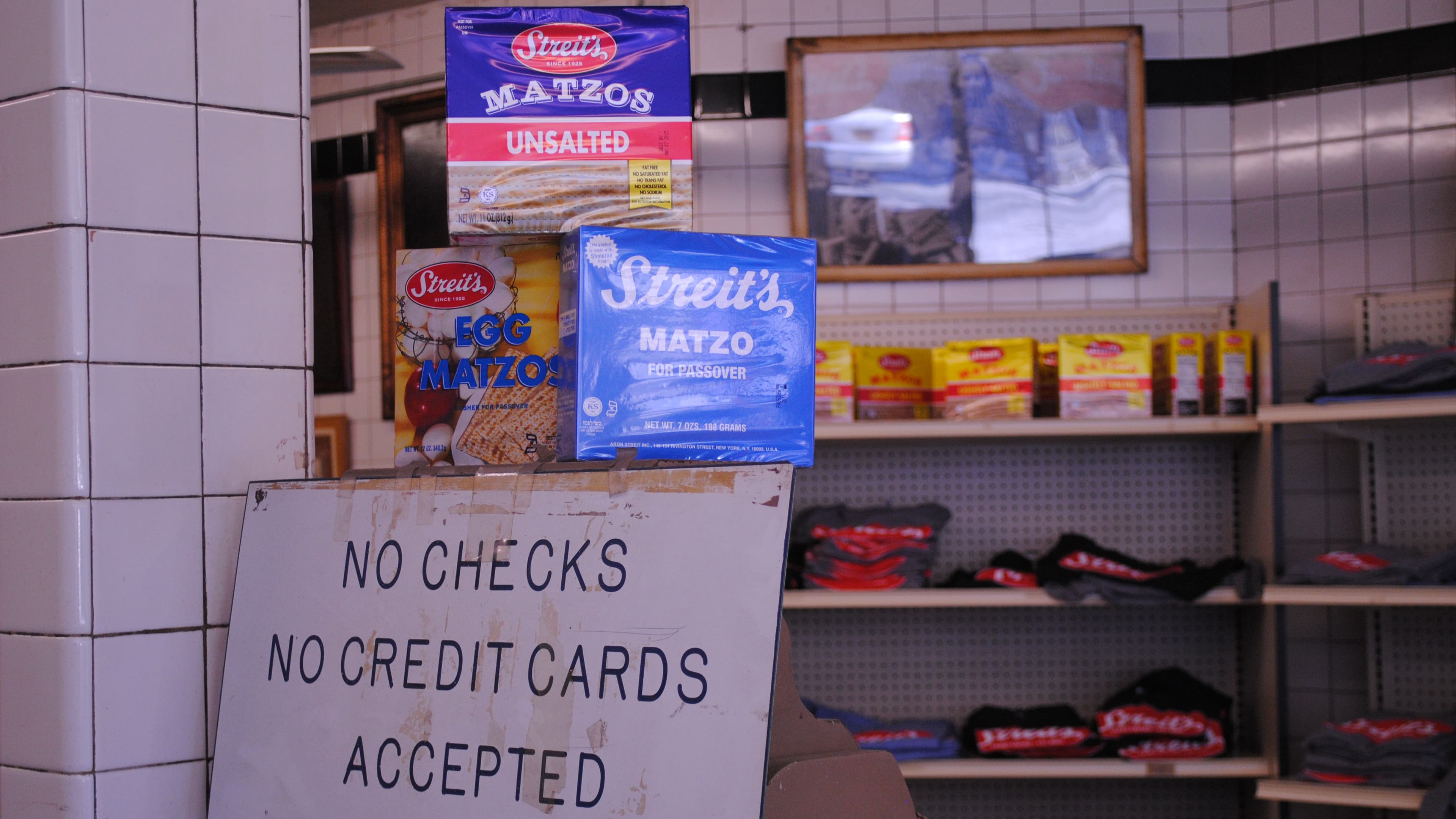 At Streit's modest storefront on the Lower East Side, you can get everything from matzo to macaroons. But you have to pay with cash.