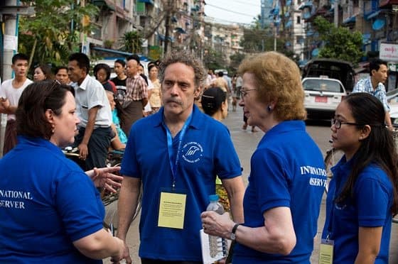 David Carroll, head of the Carter Center's Democracy Program, monitoring Myanmar elections