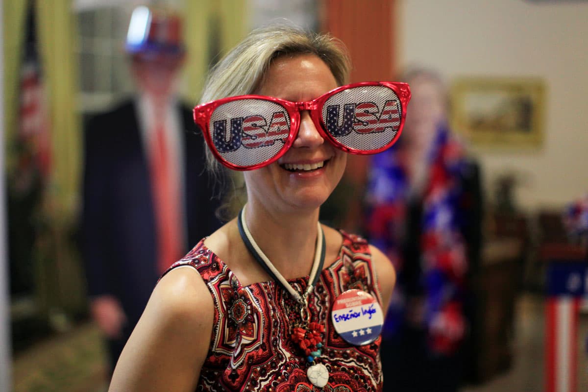 A woman participates in an election night viewing party in San Salvador, El Salvador.