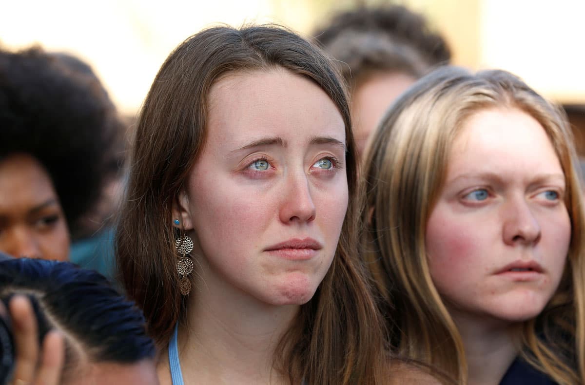 Youth supporters of Hillary Clinton mourn the election of Donald Trump during the World Climate Change Conference 2016 in Marrakech, Morocco.