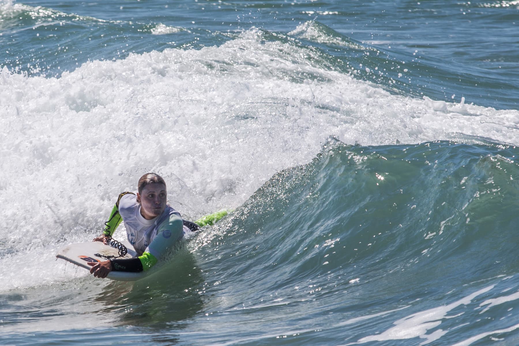 Fatima Zahra Berrada rides her bodyboarder in Morocco.