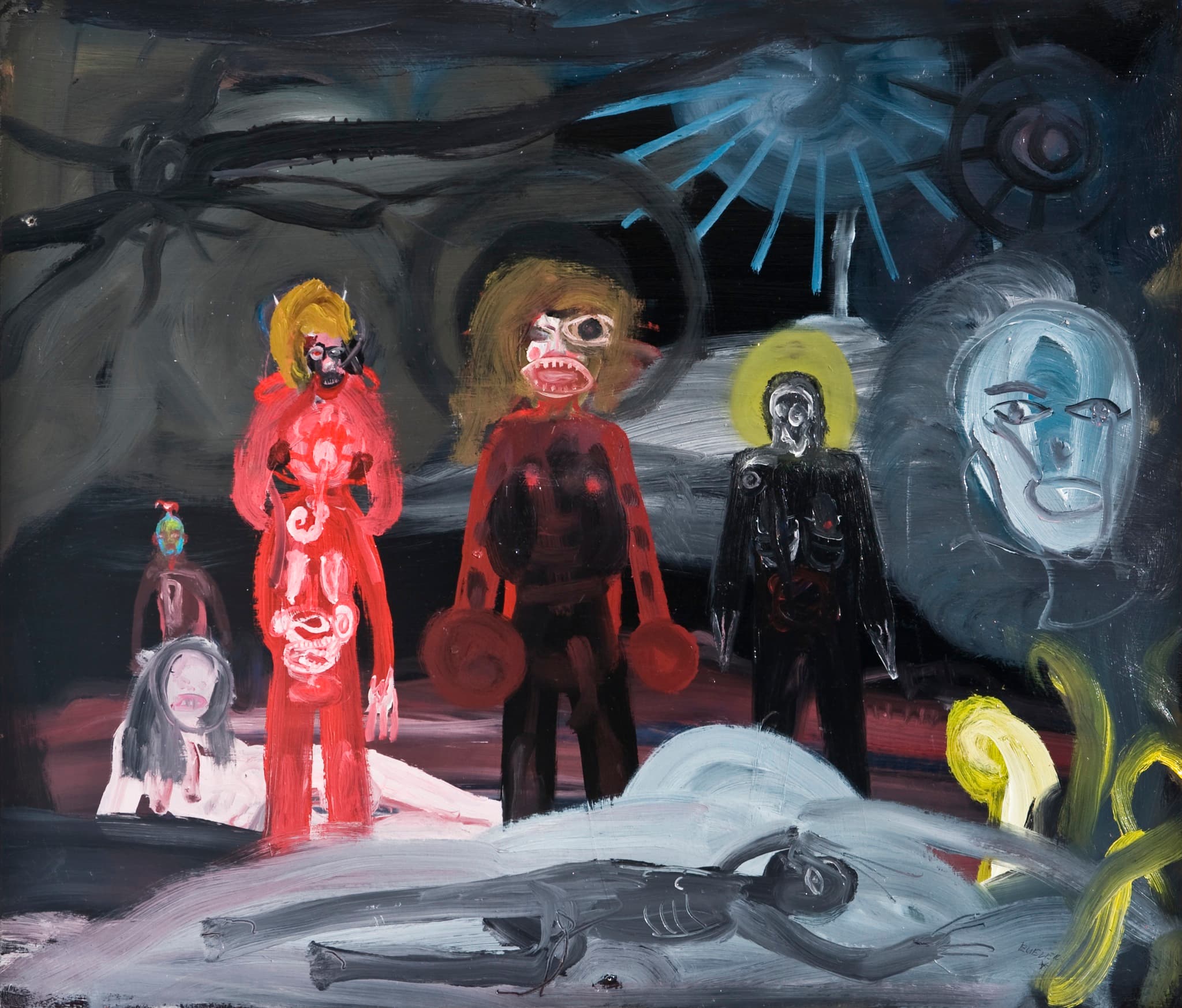 Super powers and Africa, 2011, oil on cardboard, 52 x 60,5 cm.