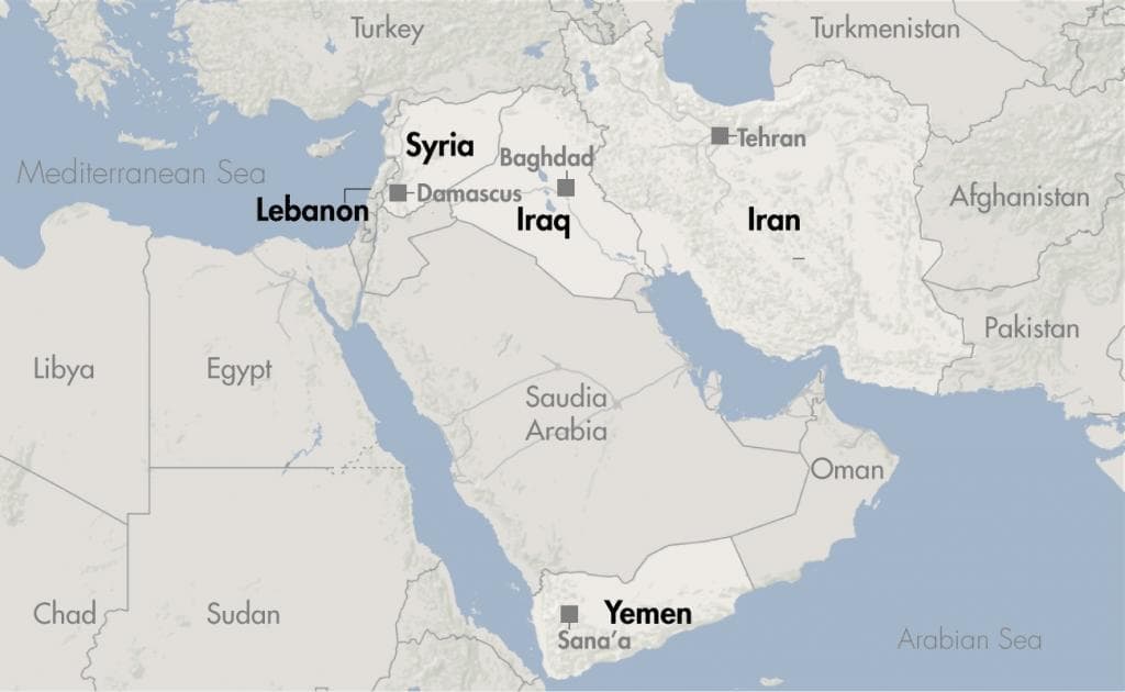A map of the Middle East and North Africa.