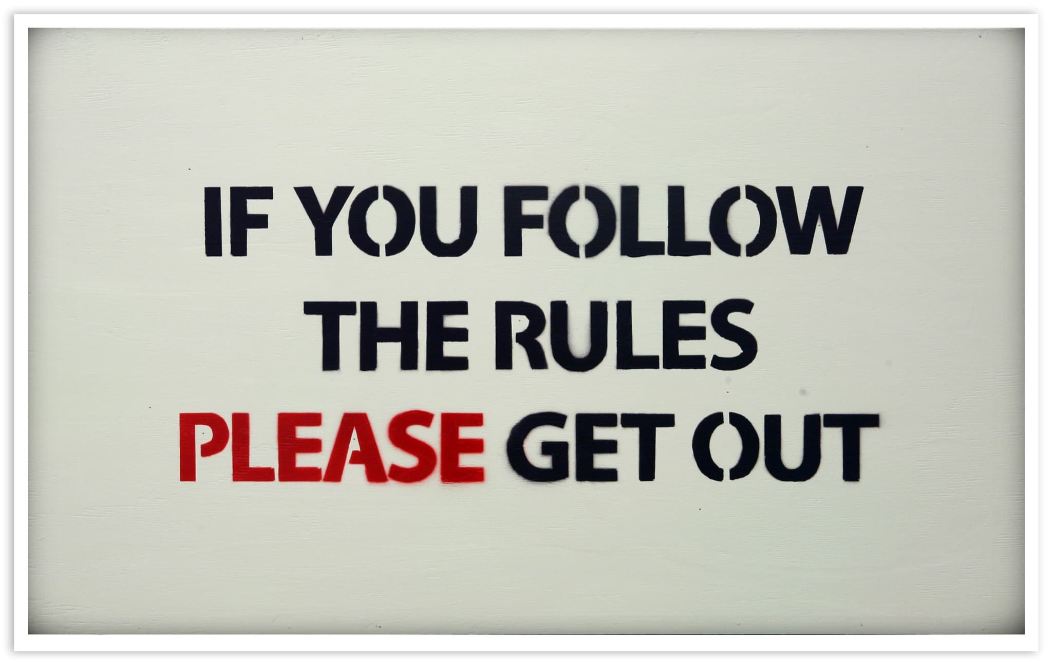 Please in Red. Acrylic on wood board.