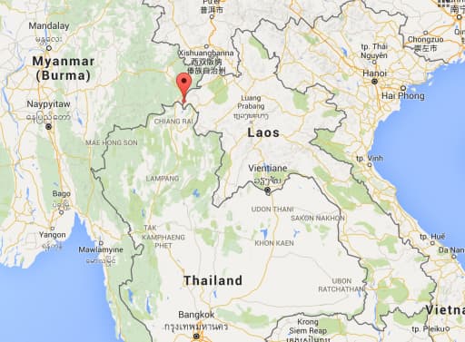 The red pin marks the location of Naw Kham's former hideout.