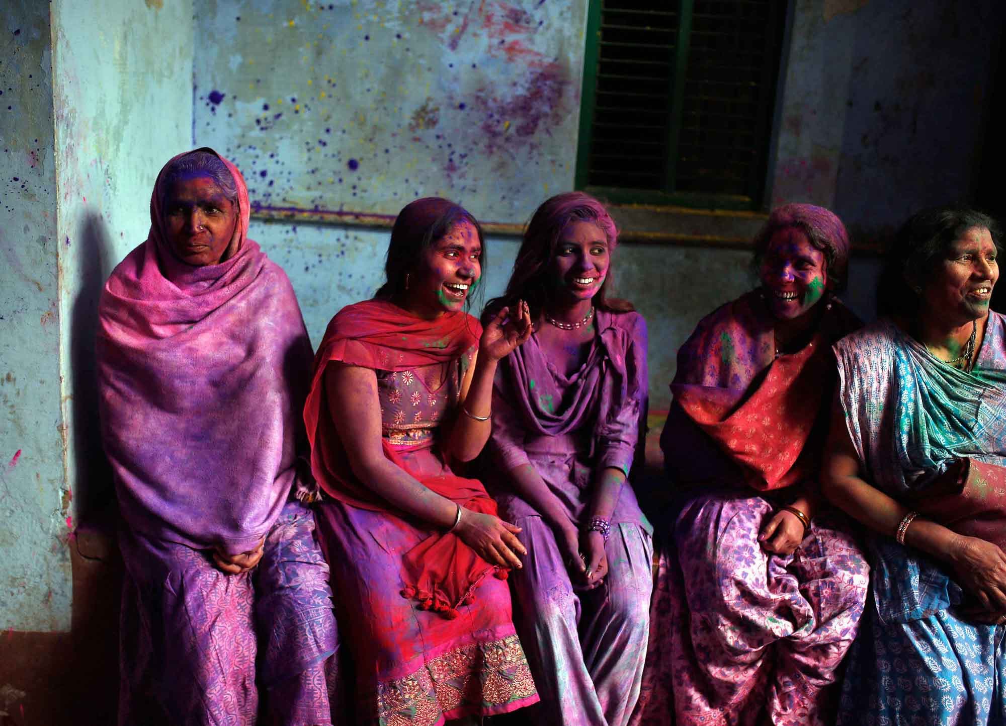 Women taking part in the Holi celebrations Uttar Pradesh.