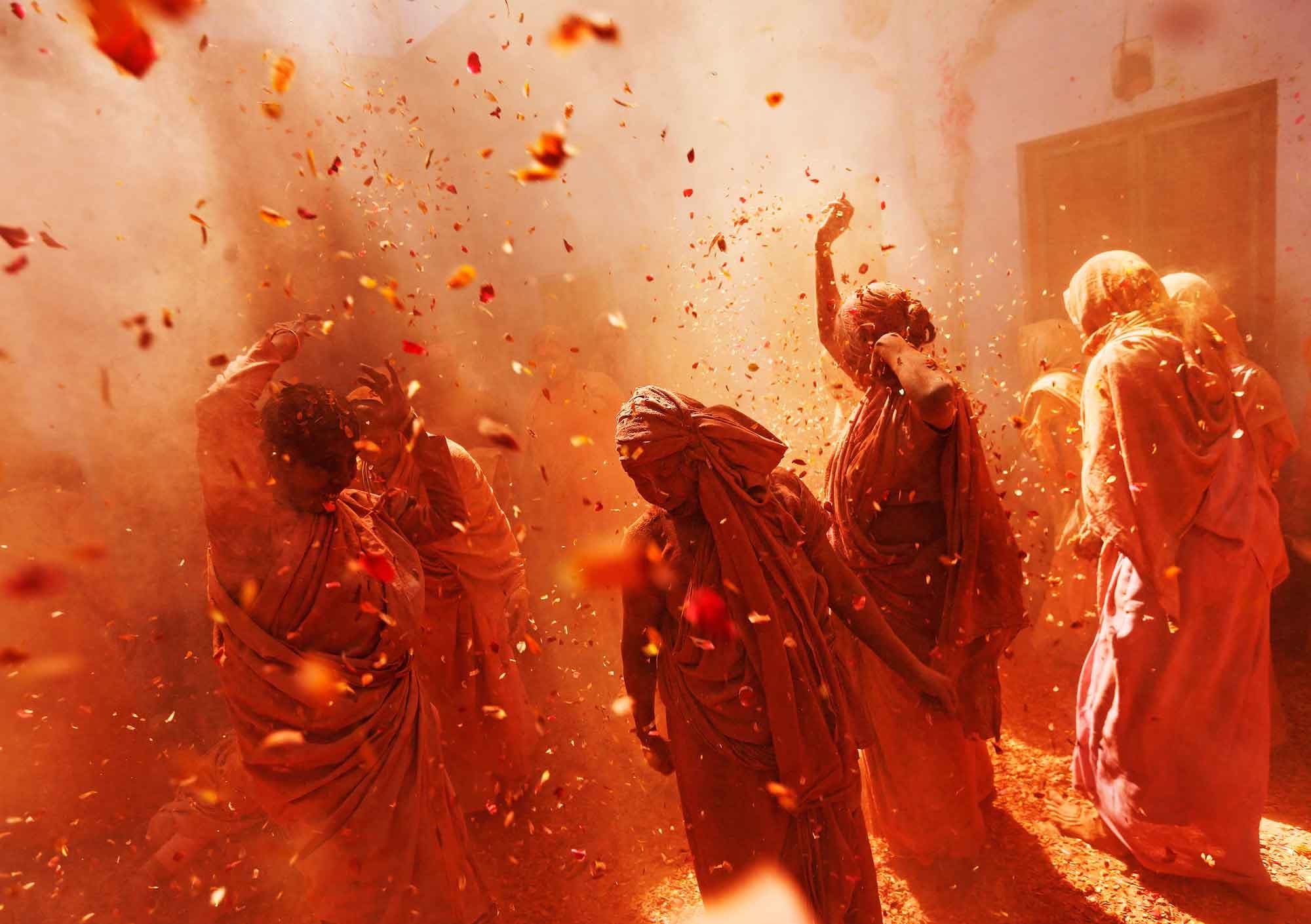 Women taking part in the Holi celebrations Uttar Pradesh.