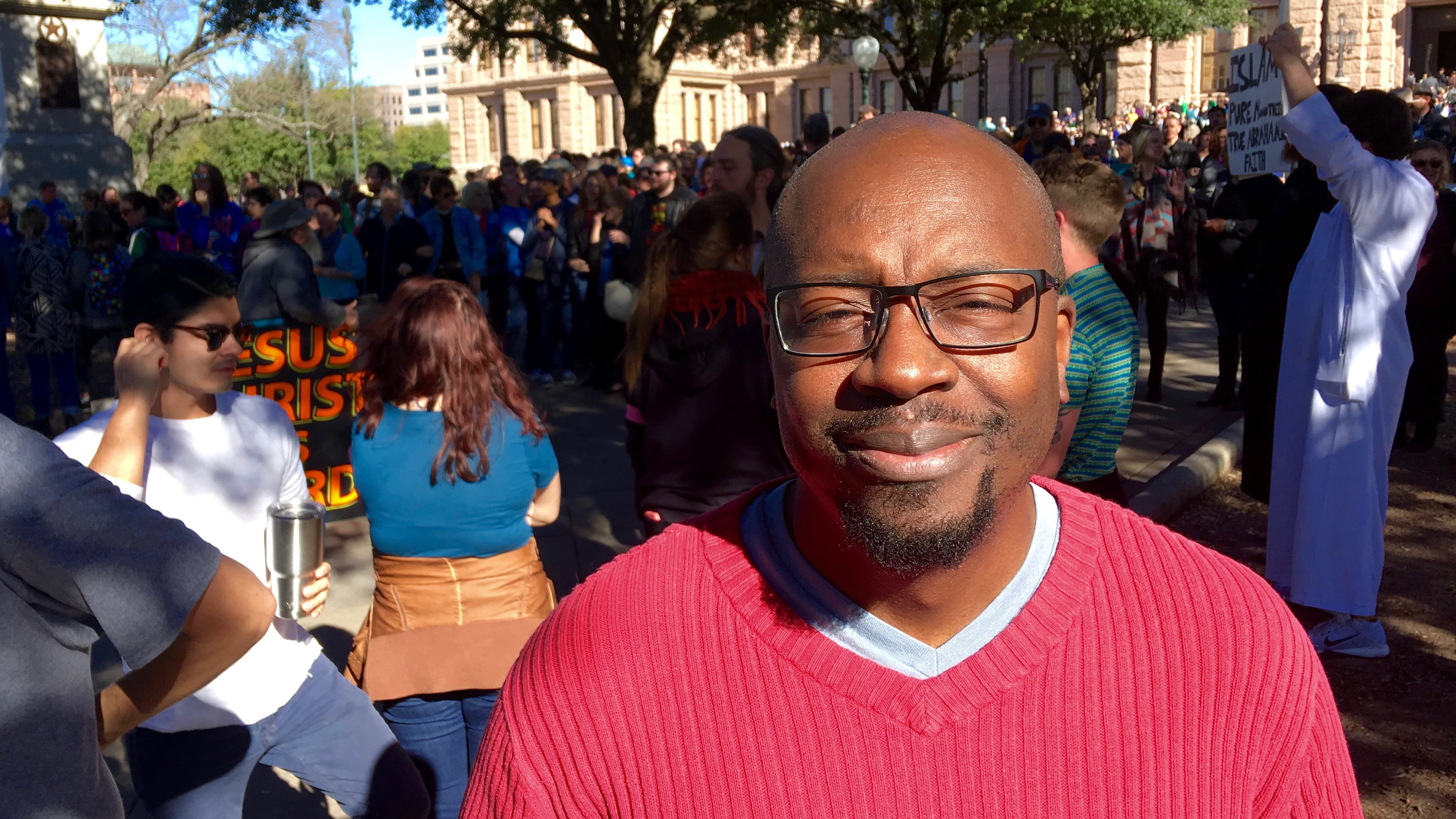 Chilimbwe Washington said he came out to the Muslim Day event because he felt obliged to speak out against hate and fear of Muslims.