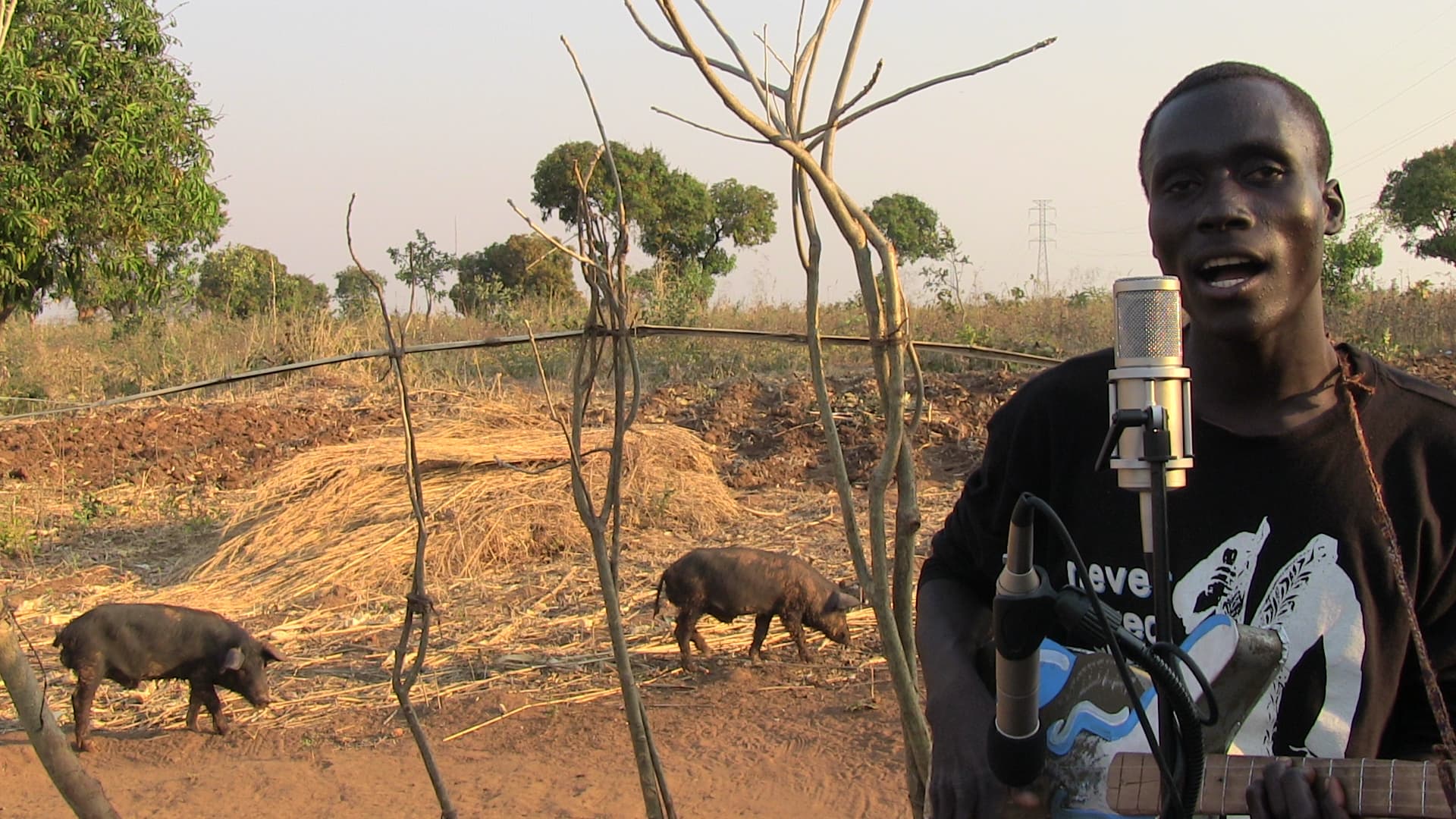 Alfred Gavanala performing during one of the band's recording sessions in Malawi. 