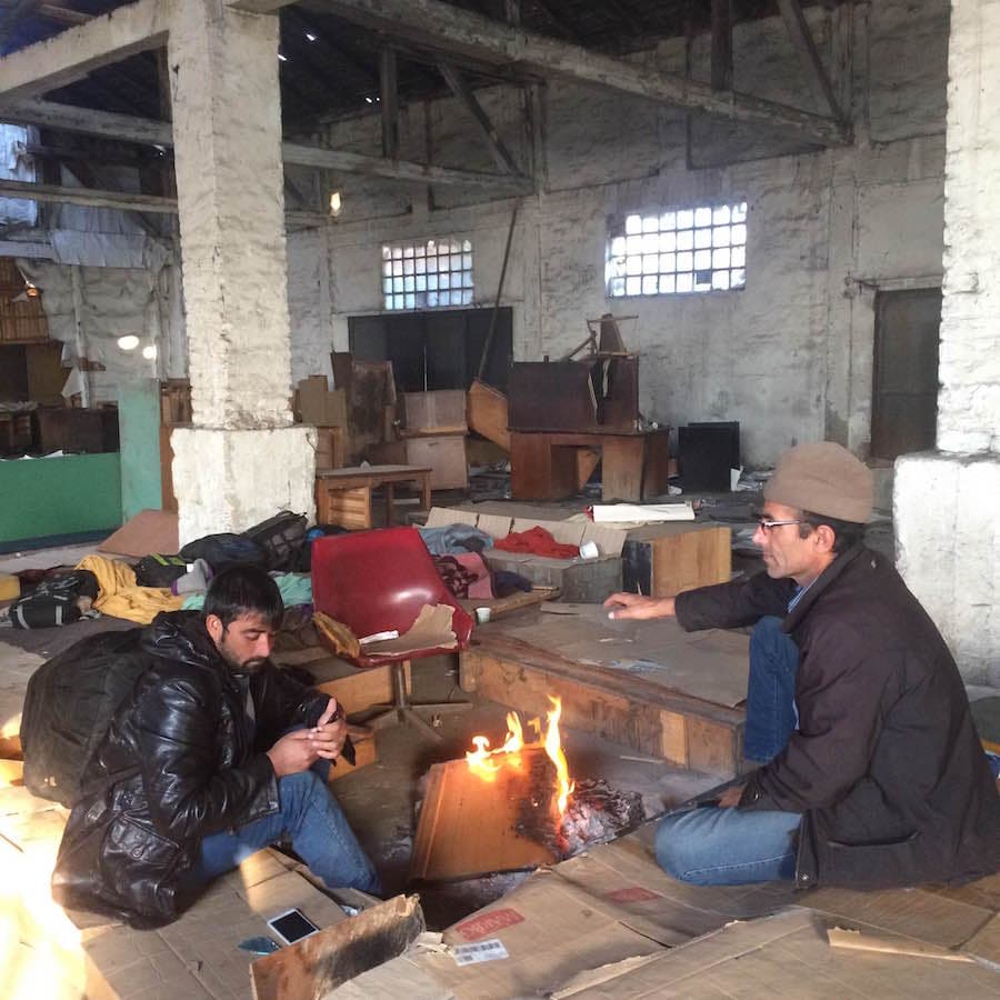 Men from Afghanistan burn fire