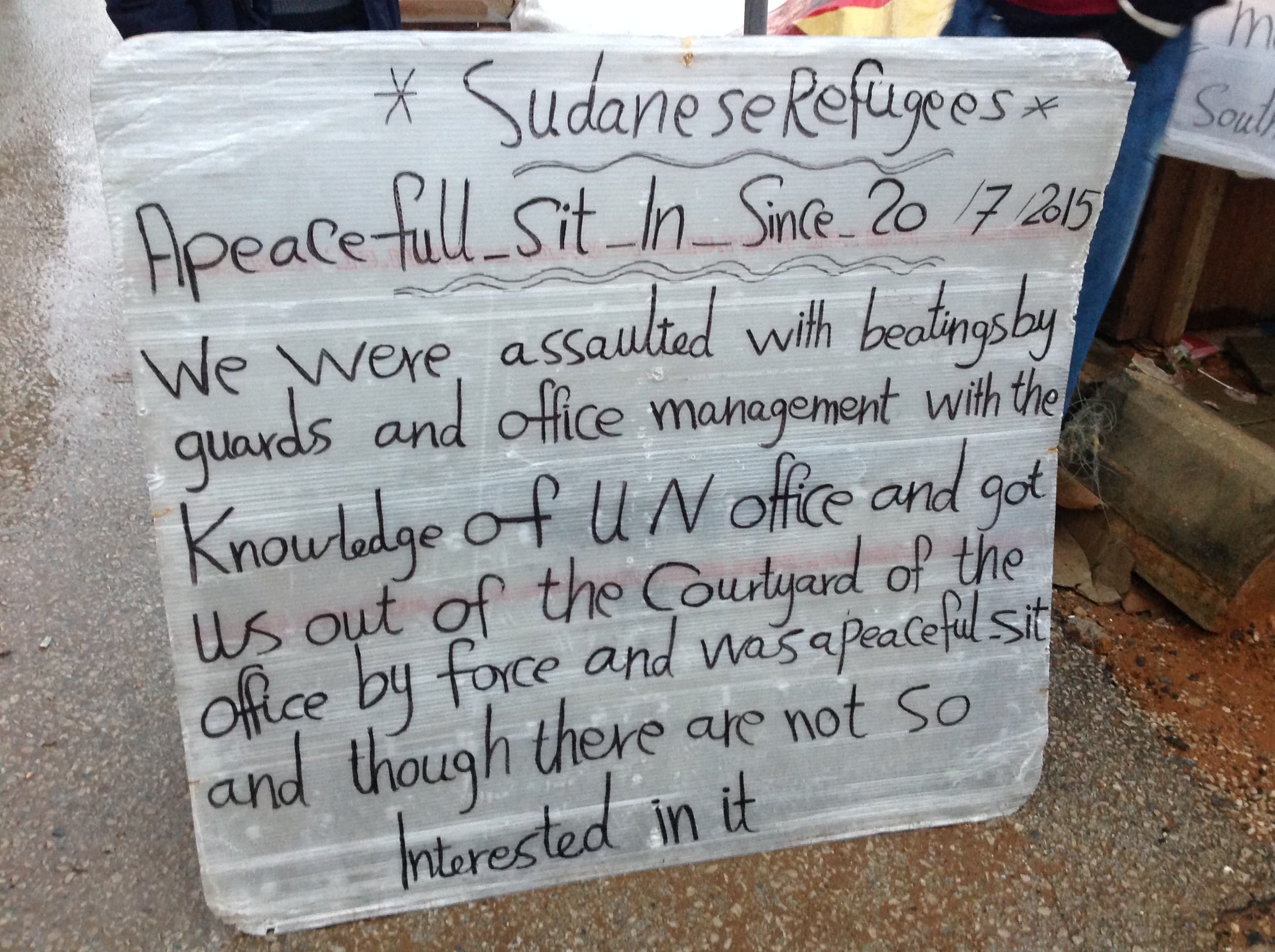 Sudanese asylum seekers say they were attacked during a peaceful protest in front of the offices of the UNHCR in Beirut. The UNCHR says they had no knowledge of what happened.