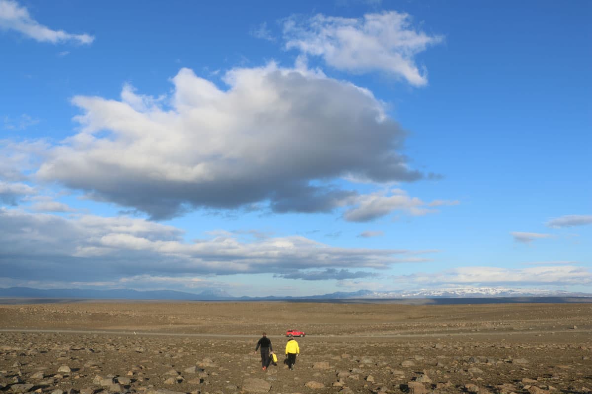 Steinþôrsson and Sigmundsson return to their super Jeep, a hearty vehicle required to traverse the snow, water, and uneven landscape of the Icelandic Highlands.