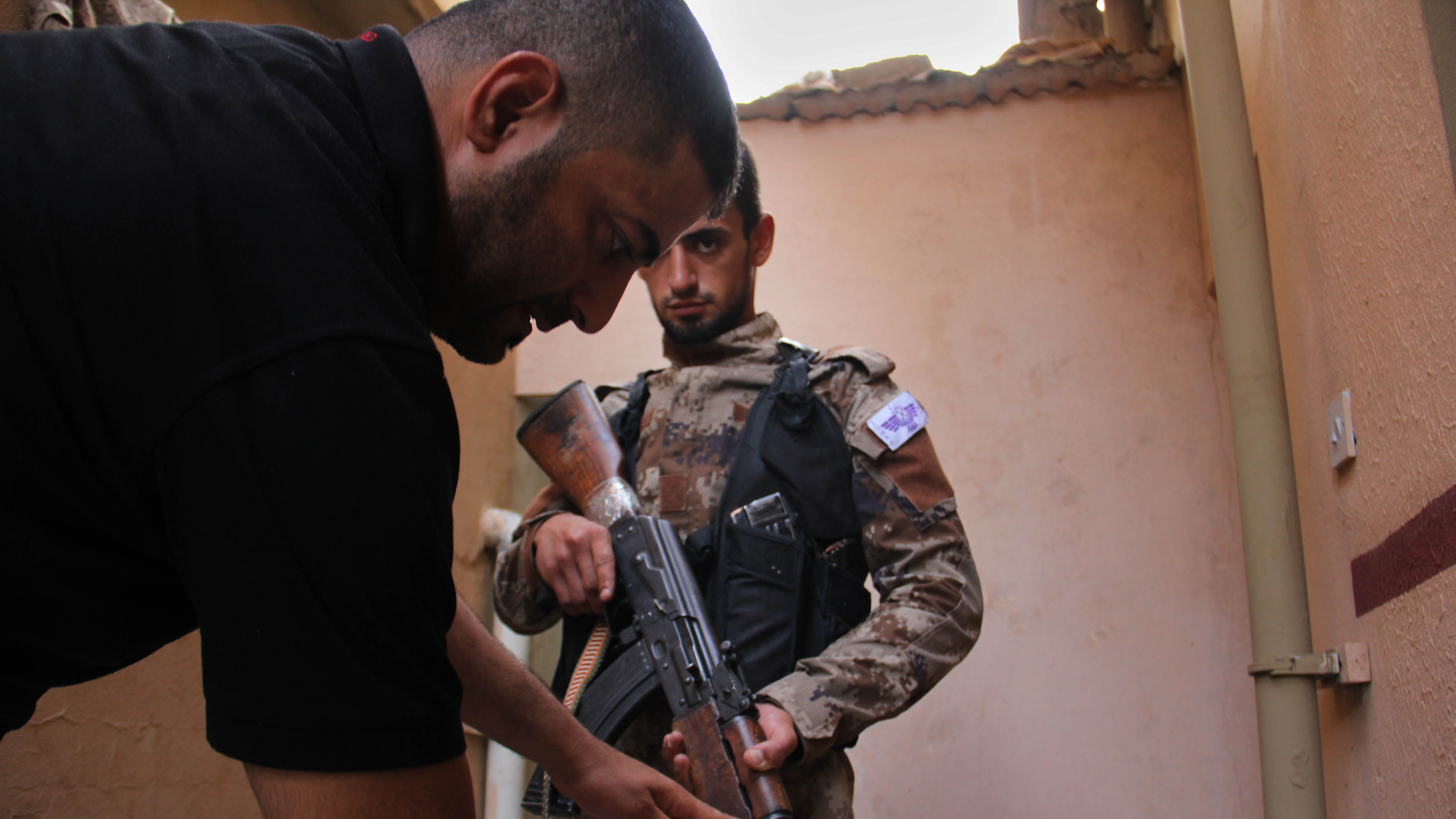 A young Christian man who has signed up to fight against ISIS.