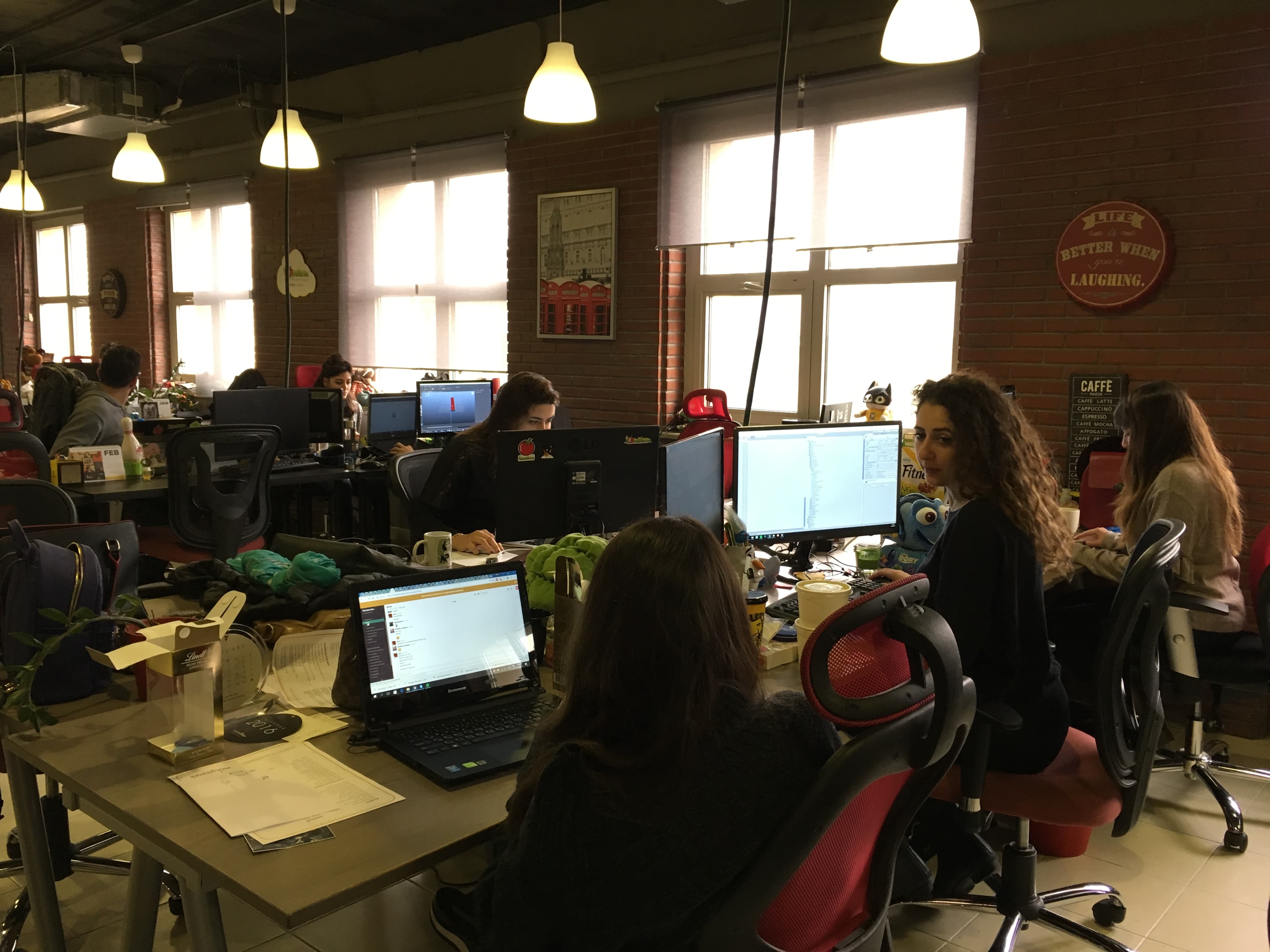 Women at the office of Tamatem, a mobile gaming company in Amman, Jordan.