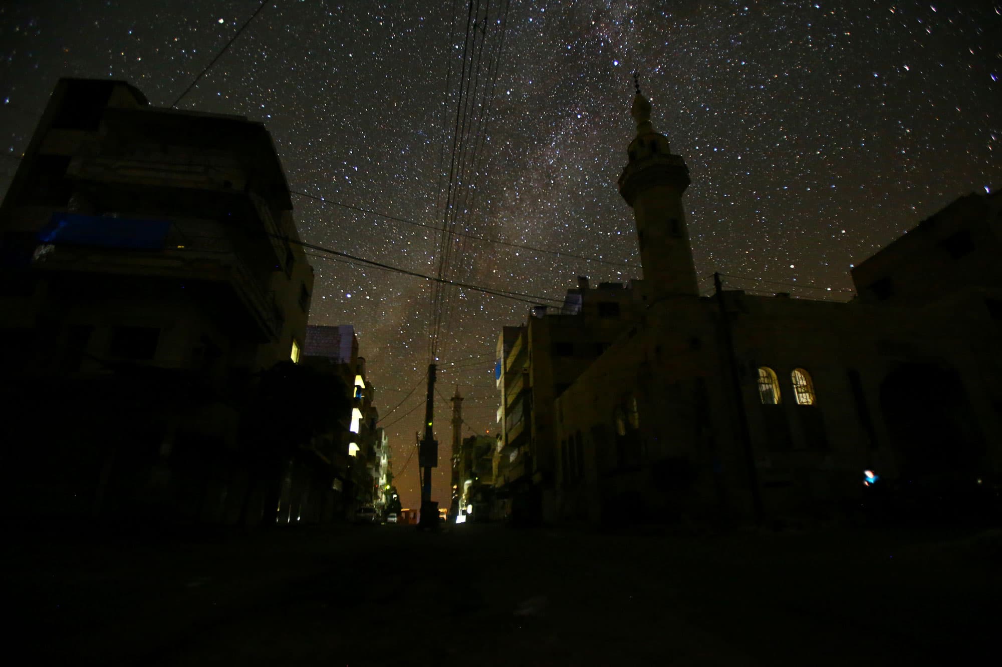 A mosque stands in the rebel-controlled area of Maaret al-Numan town in Idlib province.