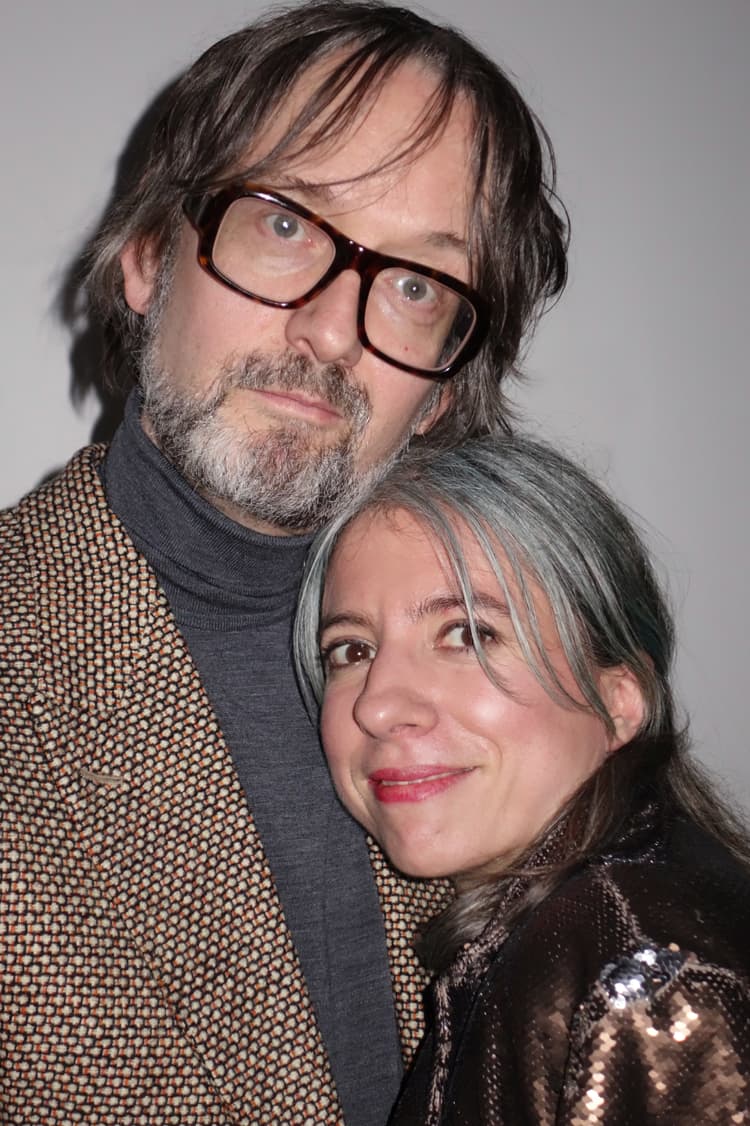 Christine Ullmann of Germany hugs British musician Jarvis Cocker for the social media campaign, #hugabrit.