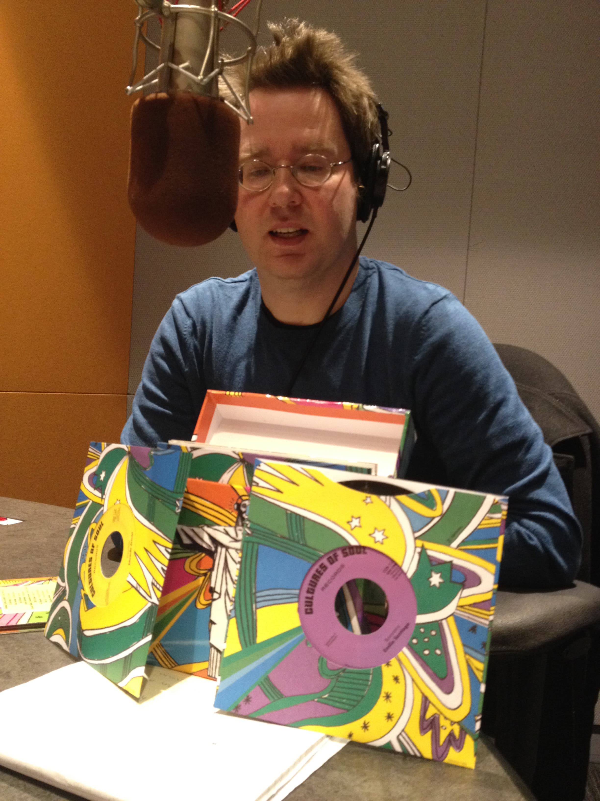 Jeff Swallom with his box set of 45s