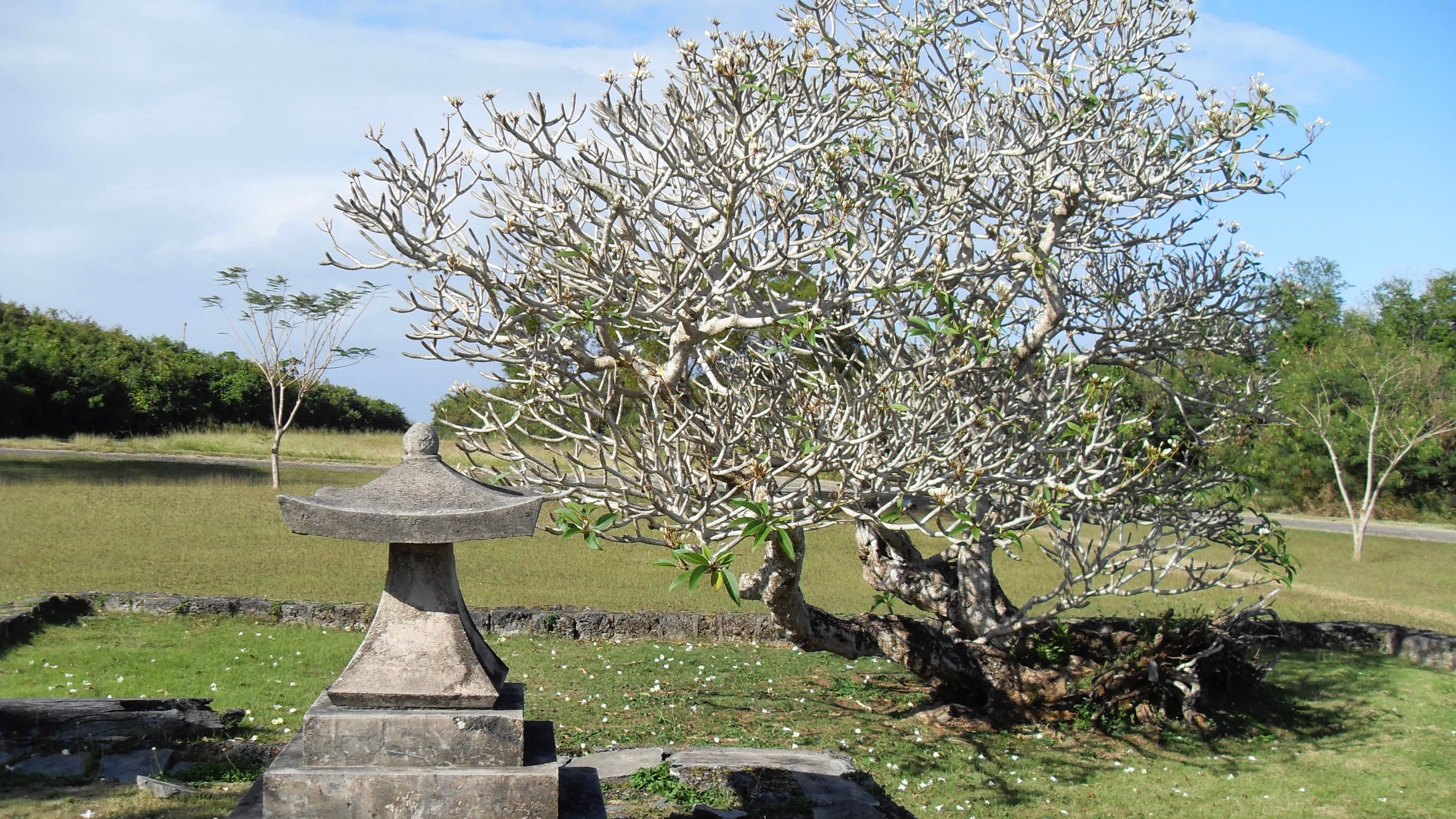 Memorial to the dead on Tinian island, near Saipan, where US planes took off to drop nuclear bombs on Hiroshima and Nagasaki in August 1945