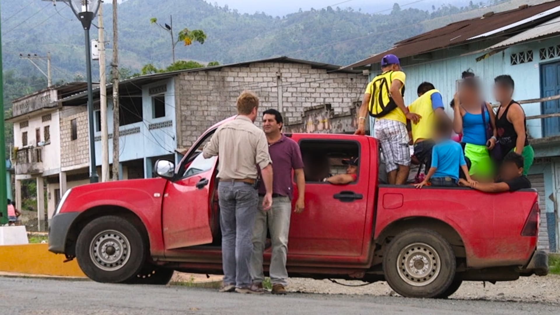 A reporter confronts Montero after spotting him driving by with a truck full of young people.