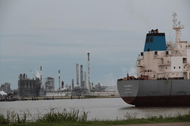 Looking out on the Mississippi River from Norco.