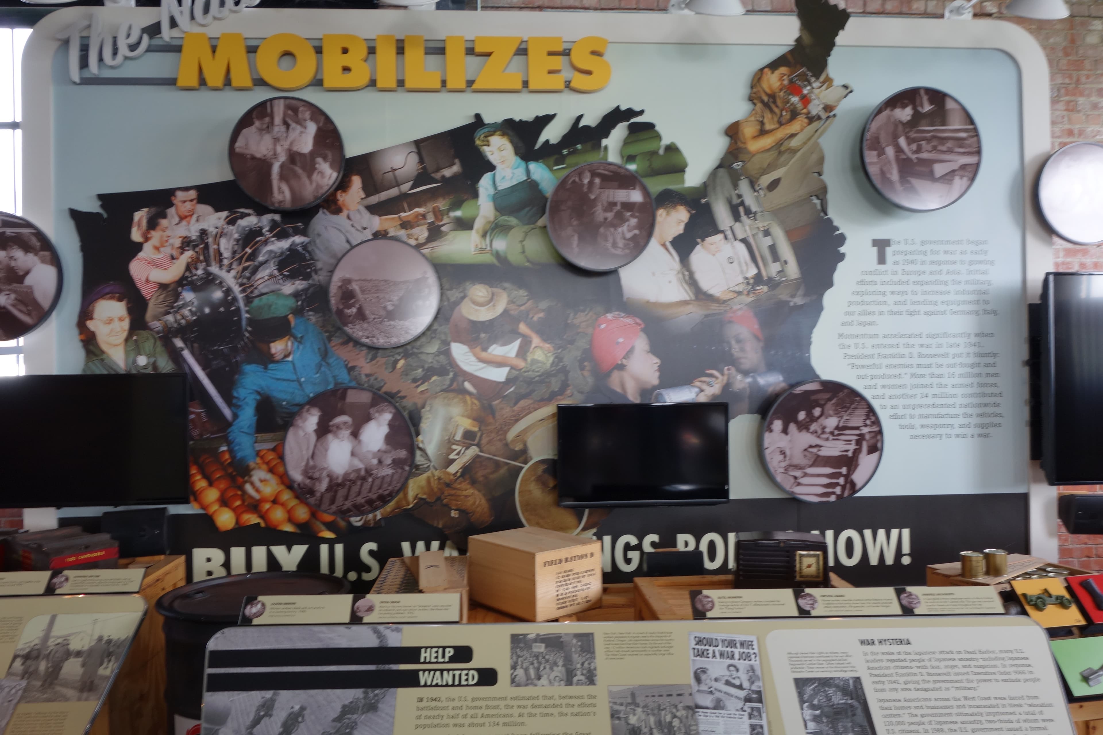 The Nation Mobilizes poster, about Richmond, California's role in World War II, at the Rosie the Riveter Museum