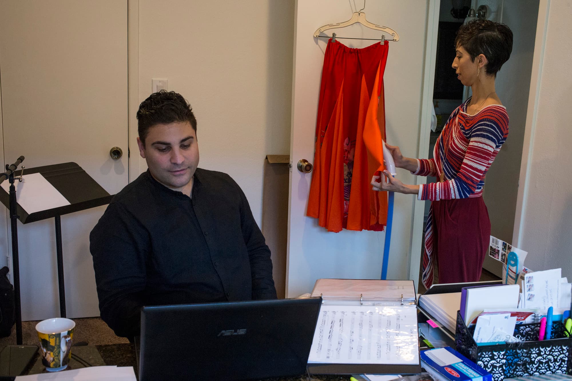 Omar Naré, 33, and his wife and collaborator, Jasmín La Carís, 31, are pictured at their home in Fresno, California