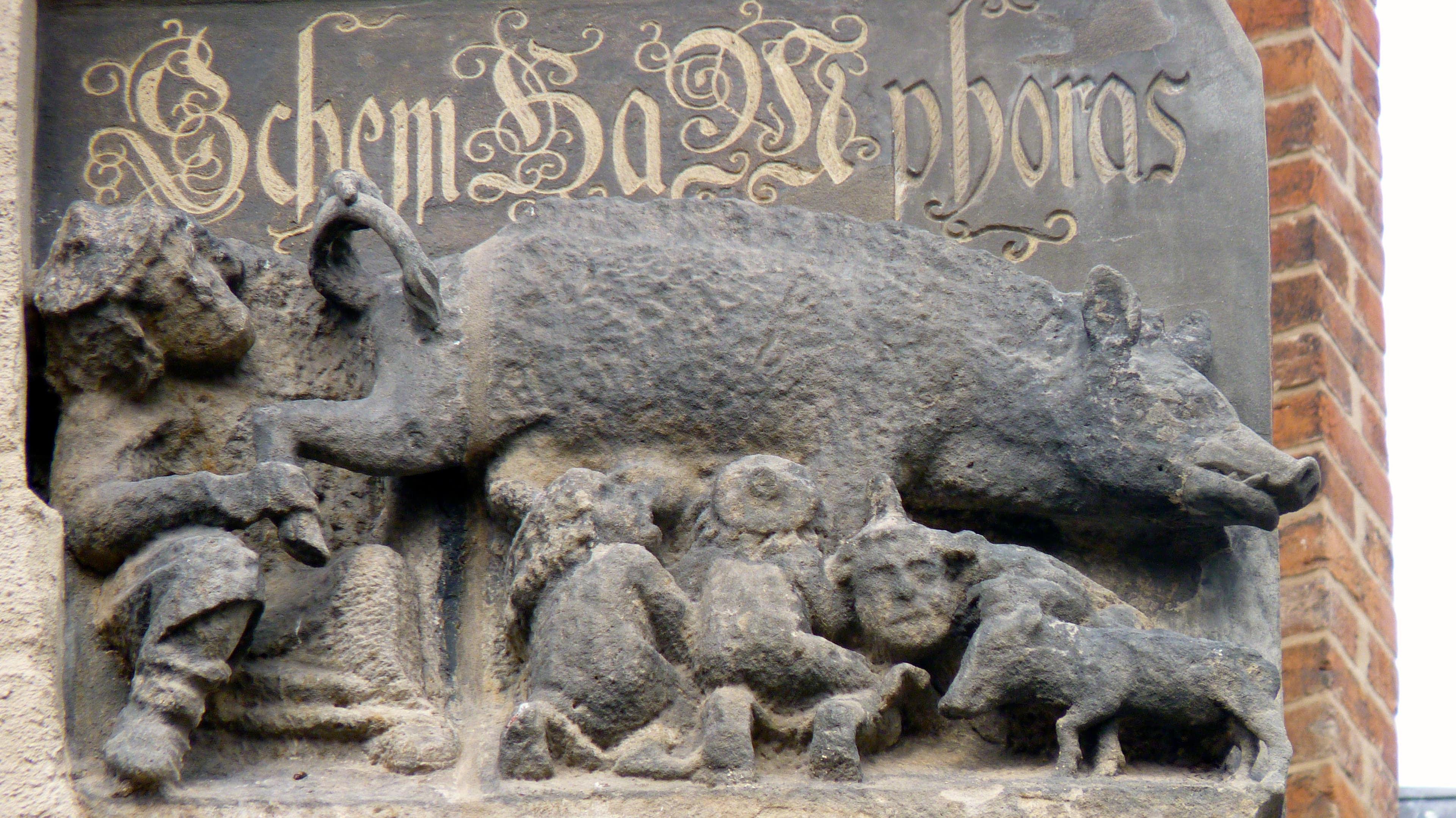 There's been a debate about whether or not to remove this anti-Semitic statue from Town Church. A memorial to the Holocaust was added below this statue in 1988.