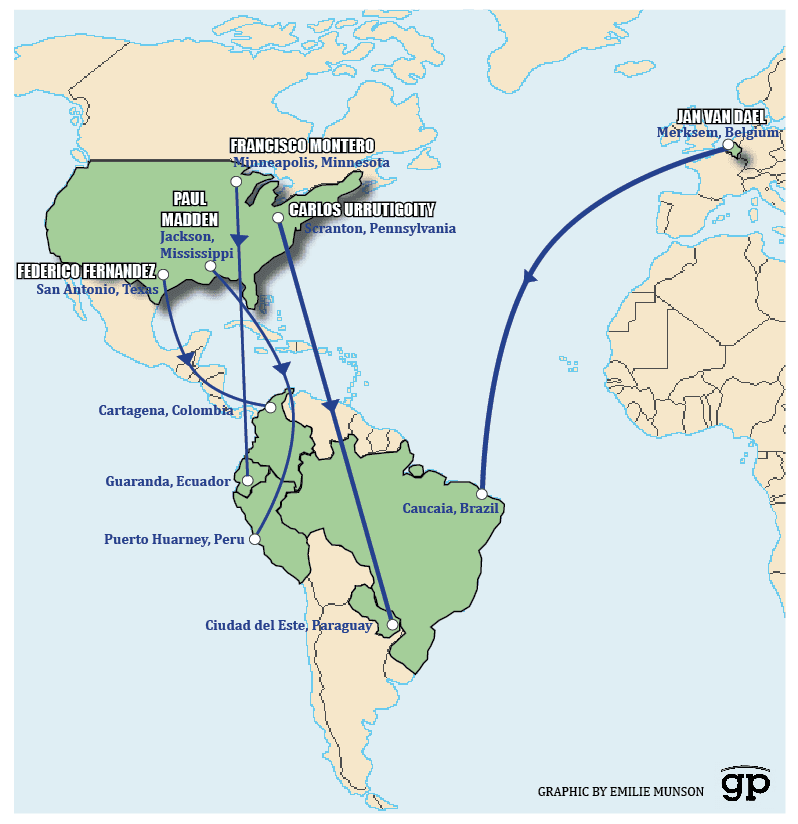 This map shows the paths traveled by the priests we tracked after sex abuse allegations were made against them in US and European dioceses.