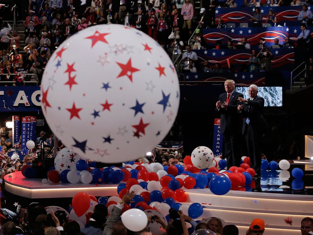 Donald Trump and his running mate Indiana Governor Mike Pence at close of the RNC.