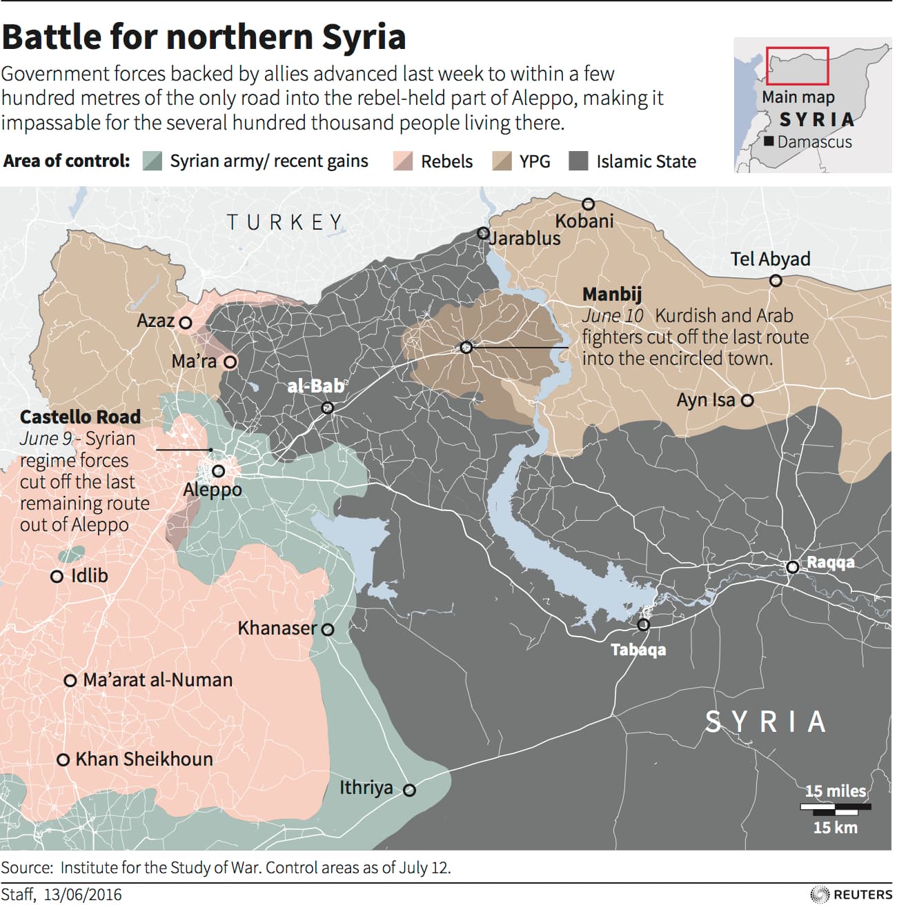 Map of battle for northing Syria