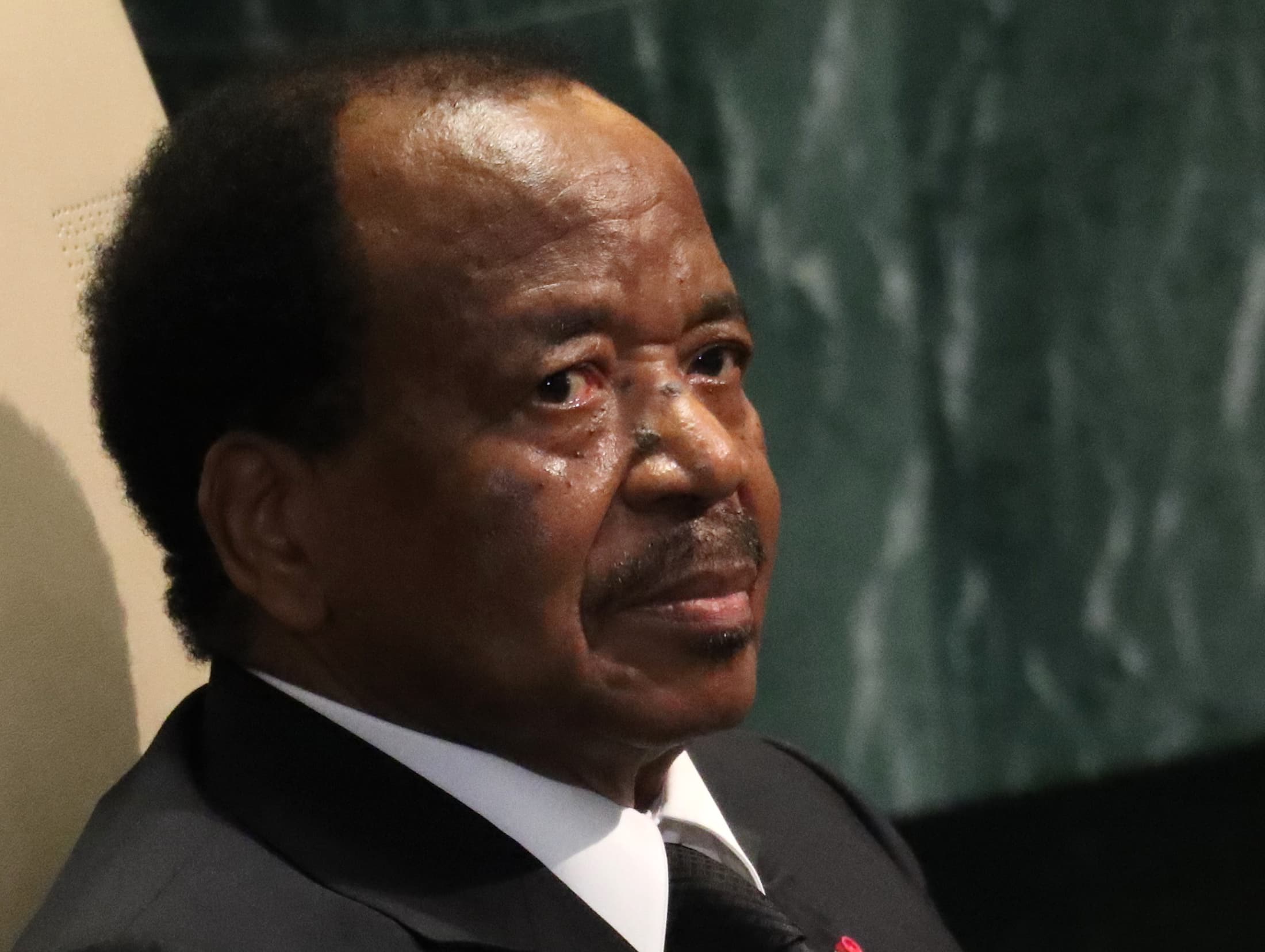 Cameroonian President Paul Biya waits to address the United Nations General Assembly in New York, Sept. 22, 2016.