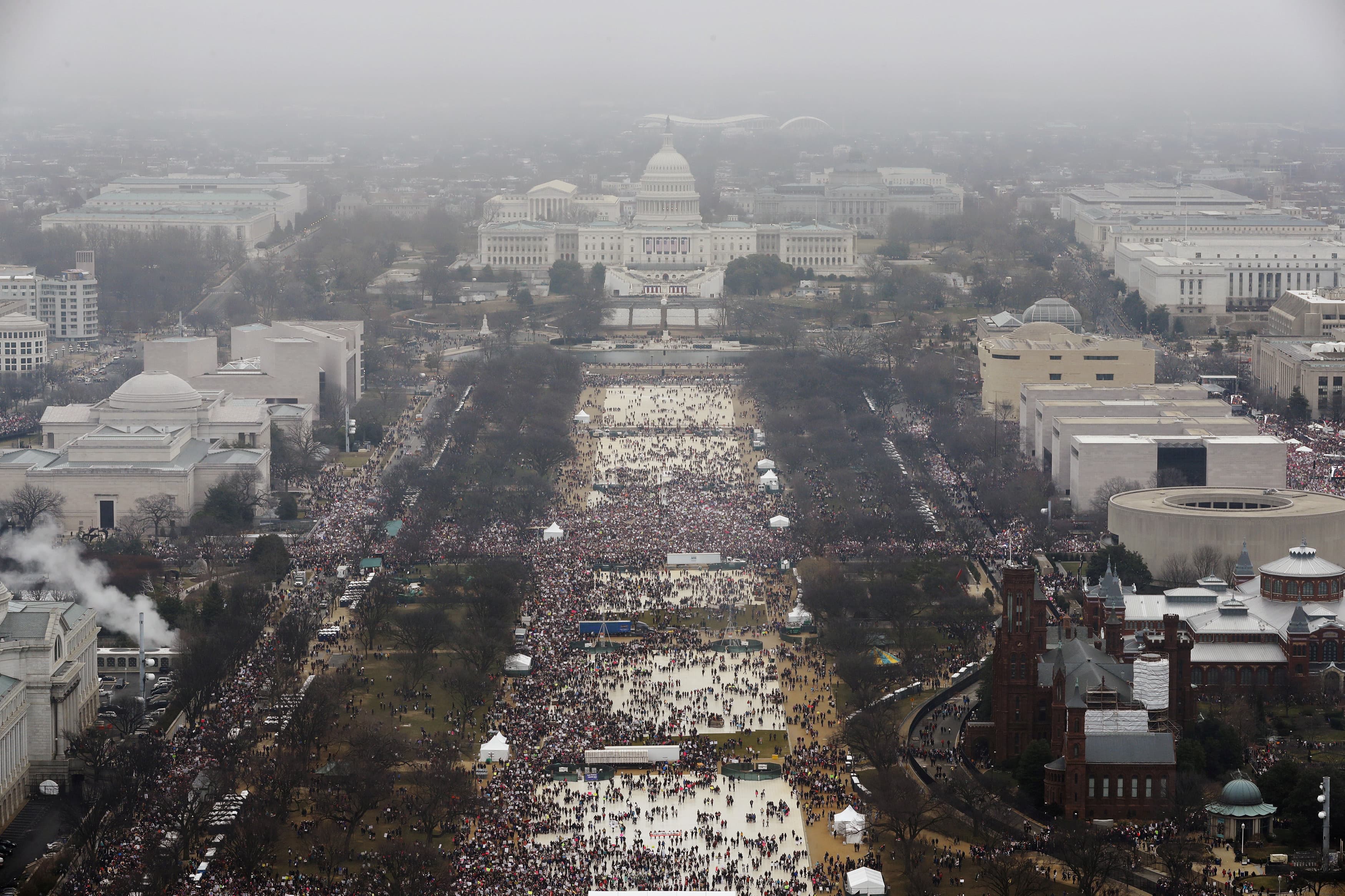 Demonstrators take part in the Women's March to protest Donald Trump's inauguration as the 45th president of the United States near the US Capitol in Washington, January 21, 2017.