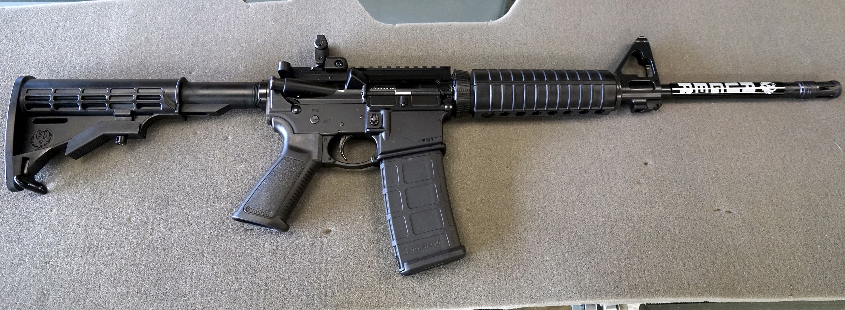 Ruger AR-15 rifle is seen for sale at the Pony Express Firearms shop in Parker, Colorado December 7, 2015. Gun retailers are reporting surging sales, with customers saying they want to keep handguns and rifles at hand for self-defense.
