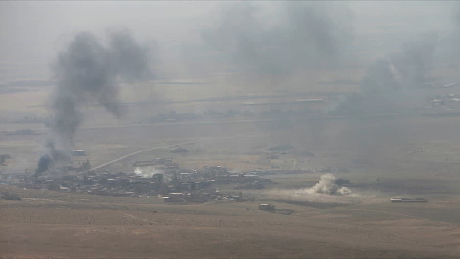 Smoke rises from clashes in the east of Mosul during clashes with Islamic State militants, Iraq, on Oct. 17.