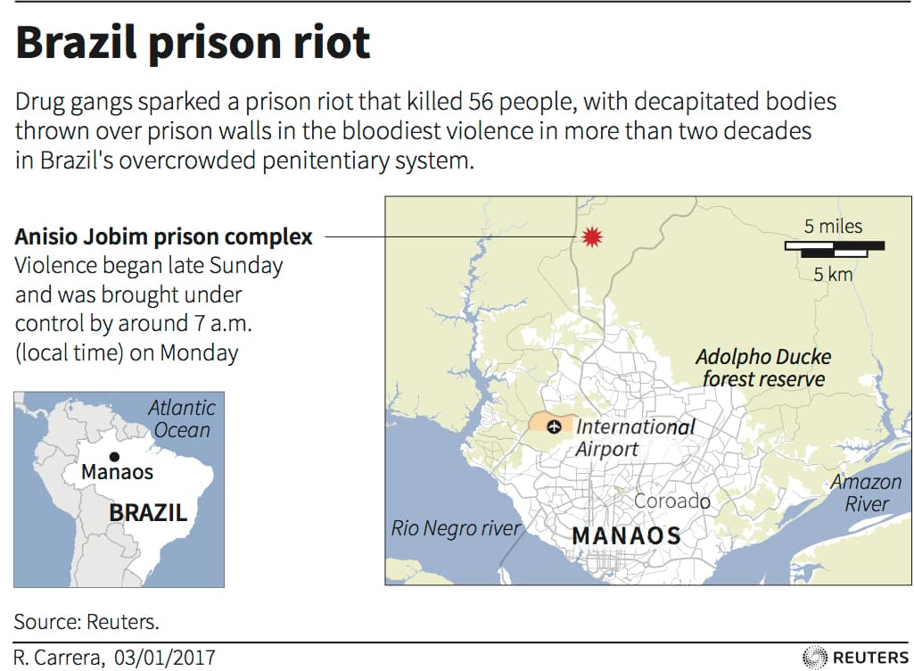 Map Brazil prison riot