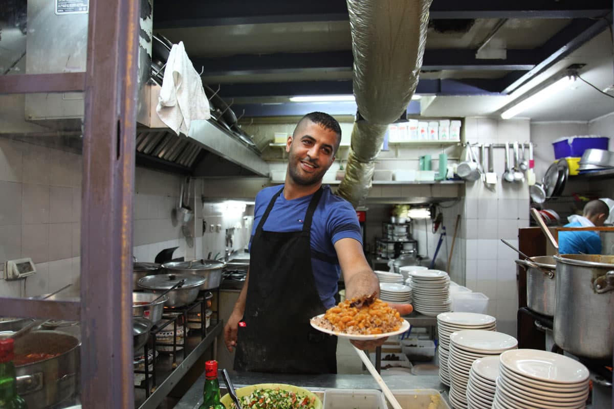 A Palestinian cook at Azura in Jerusalem.