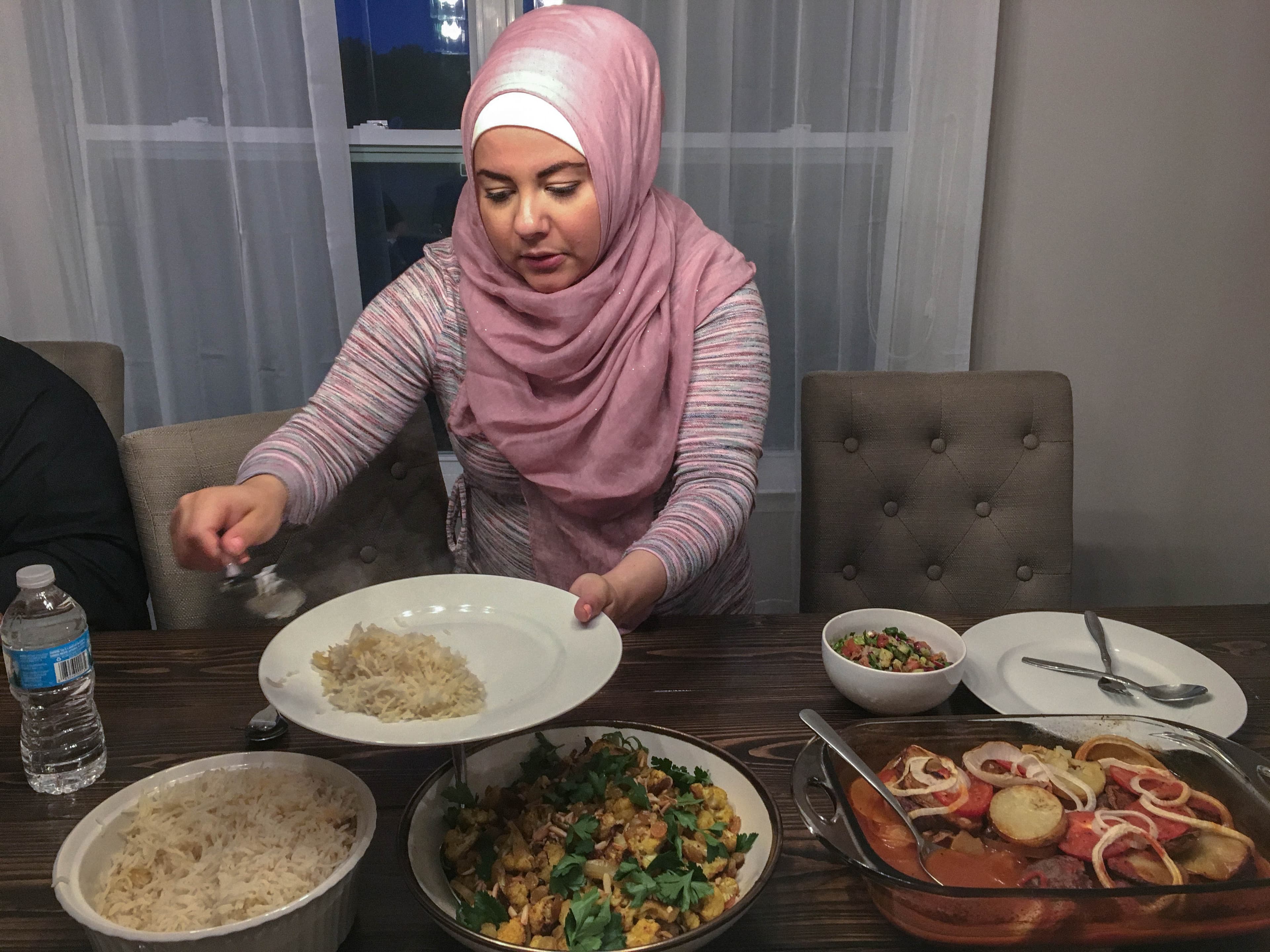 On the menu tonight: Lebanese-style meatballs, rice and cauliflower.