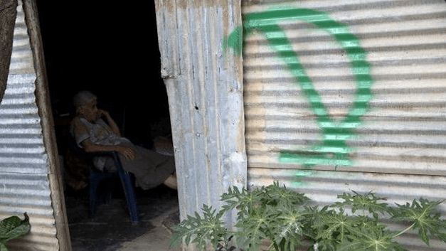 A home marked for demolition.