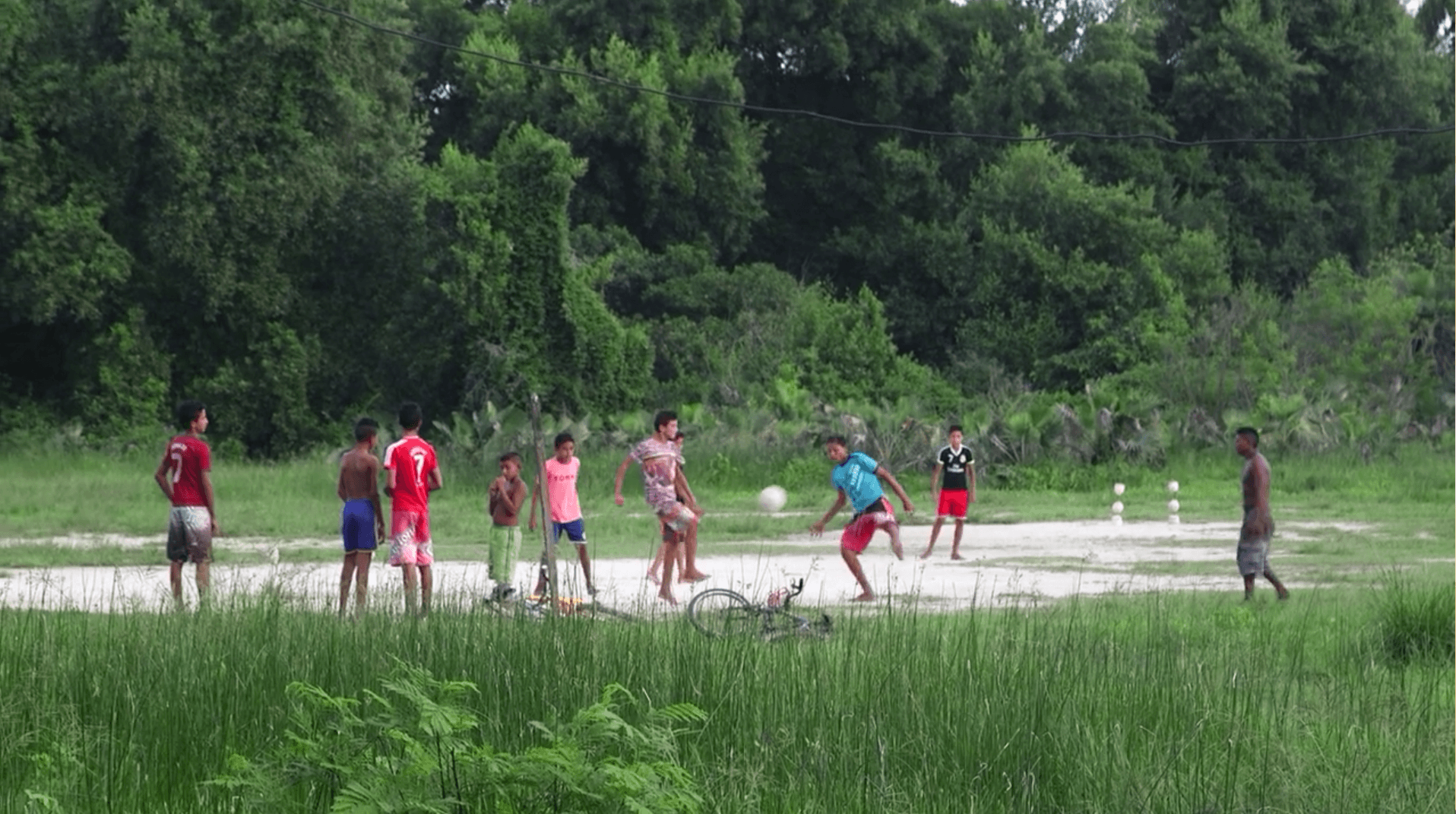Children play soccer outside the city of Caucaia, in northeastern Brazil.