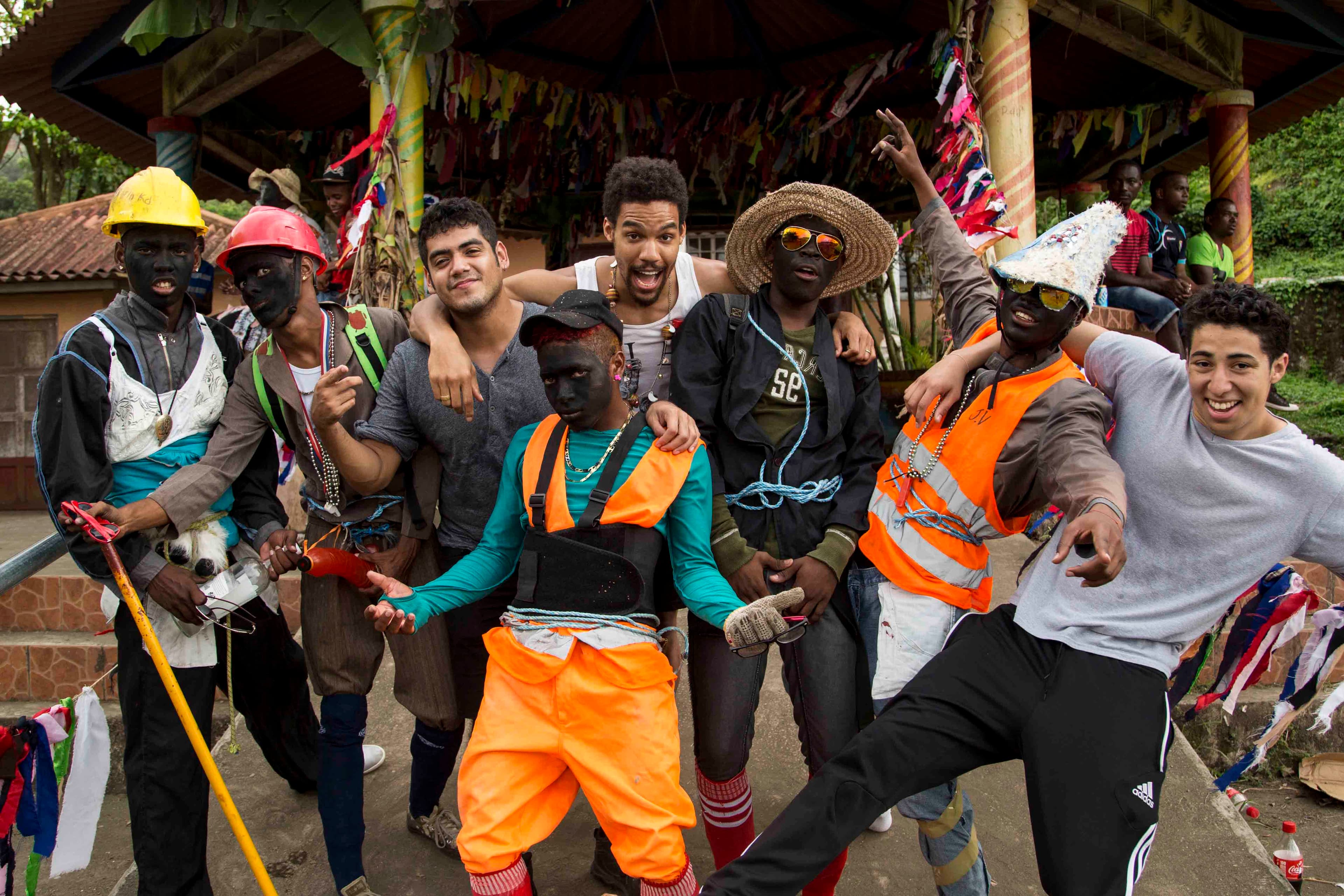 Pierce Freelon and friends at carnival in Portobelo, Panama.