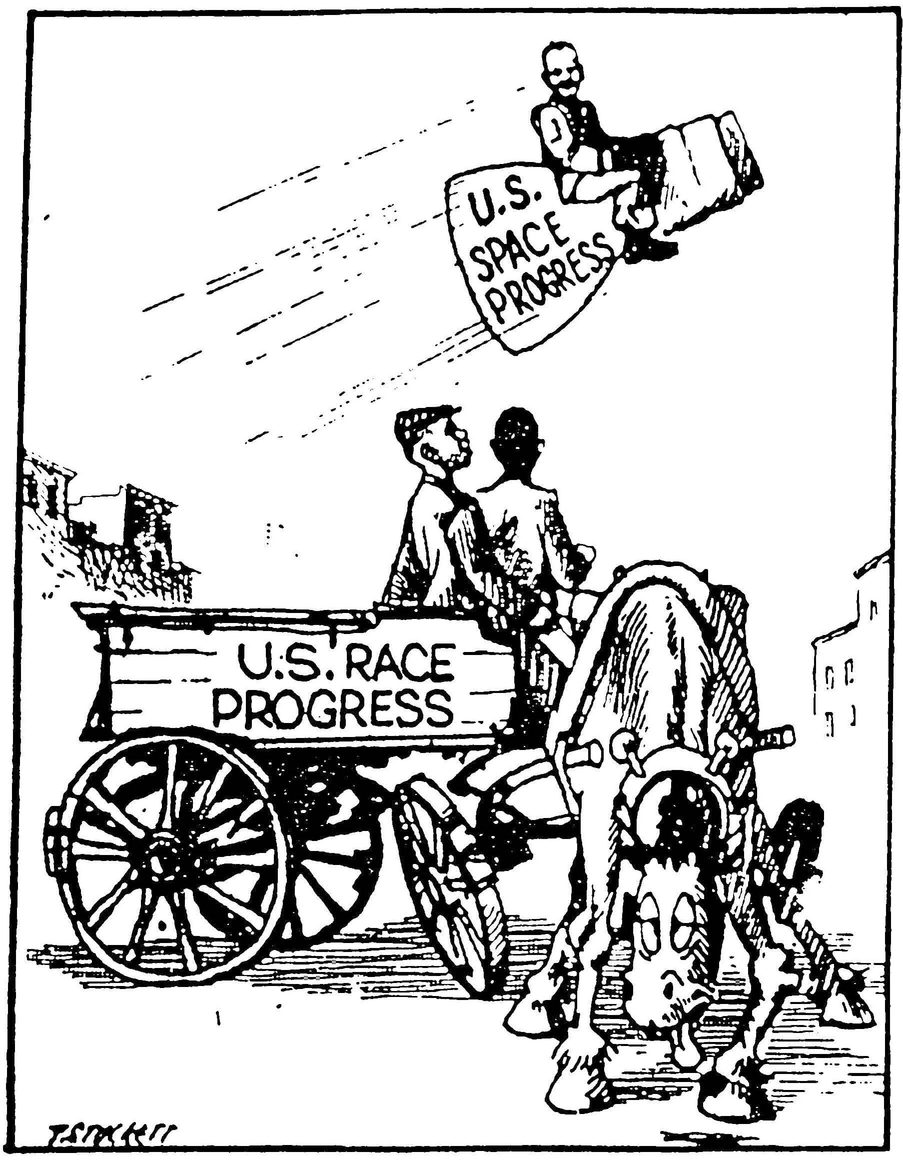 Stockett cartoon on space v. race progress