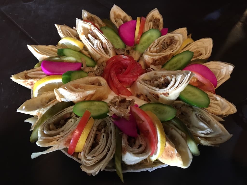A dish prepared in one of the restaurants in Zaatari refugee camp.