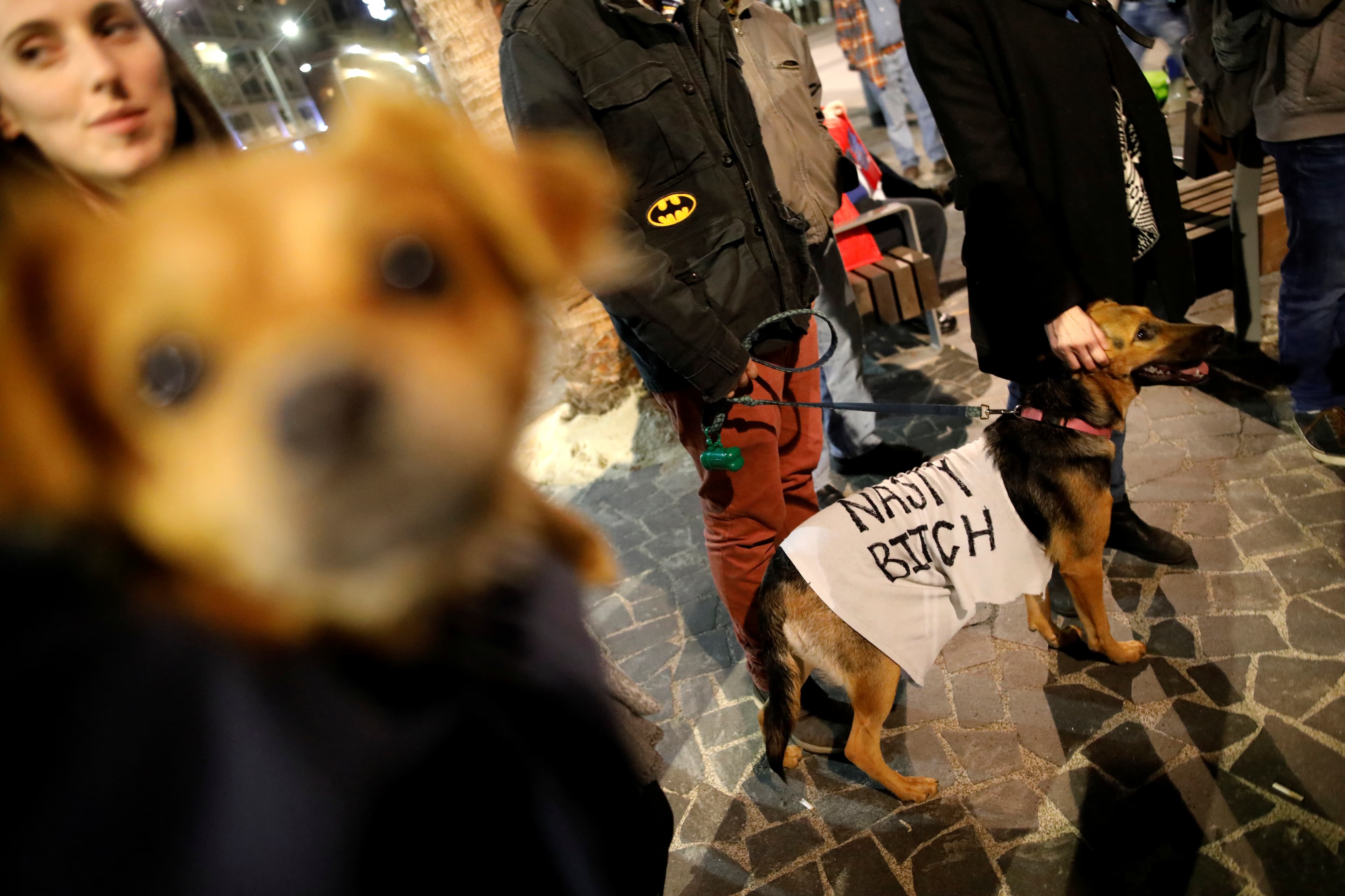 Women in Tel Aviv, Israel, join the Women's March in solidarity with the March on Washington, January 21, 2017.