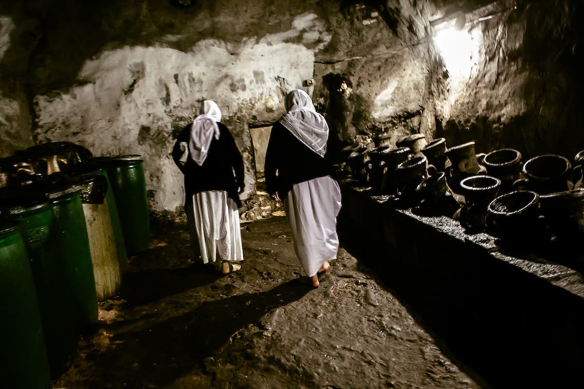 An area where Yazidis light candles for peace.
