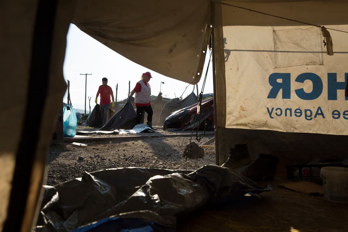Cleanup crews at work after Greek authorities completed the evacuation operation of Idomeni Camp and began a massive cleanup in order to open the railroad.